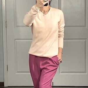 Country Shop Baby Pink 100% Pure Cashmere V Neck Sweater size S